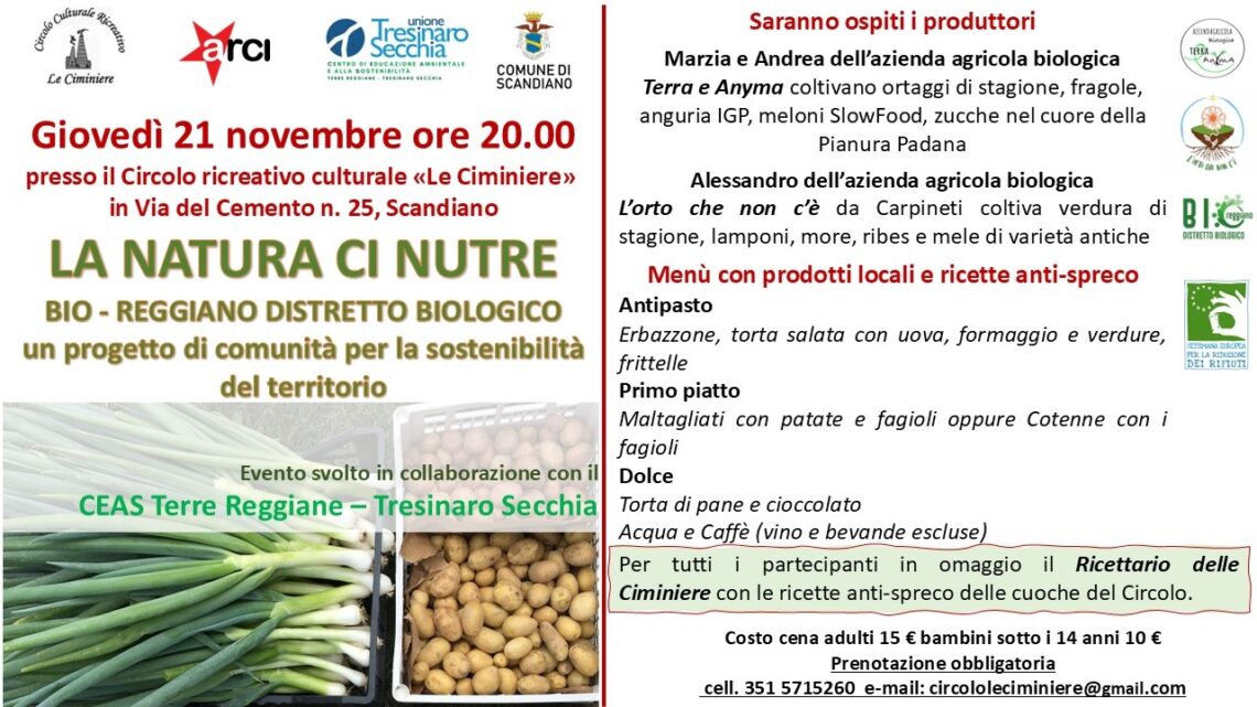 Serata “BIO – REGGIANO DISTRETTO BIOLOGICO un progetto di comunità per la sostenibilità del territorio”