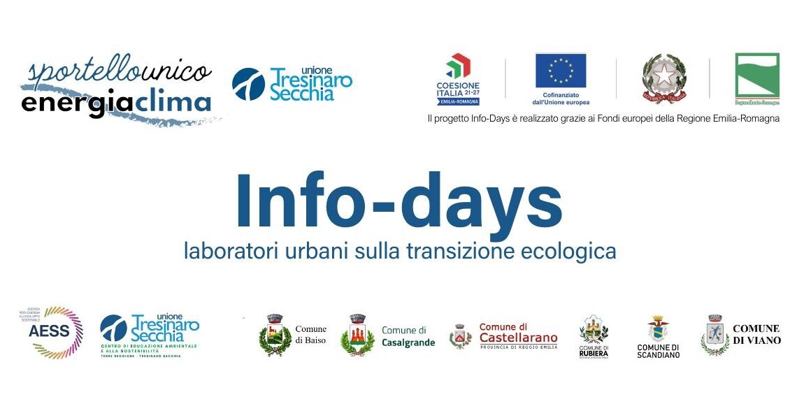Sono in partenza gli infodays su energia e clima nei comuni dell’Unione Tresinaro Secchia Sono in partenza gli infodays su energia e clima nei comuni dell’Unione Tresinaro Secchia