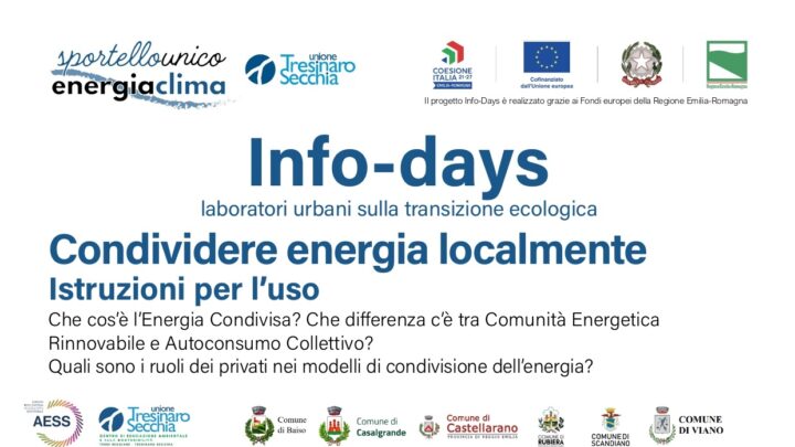 CER Comunità energetiche rinnovabile tema centrale degli Infodays su Energia e Clima